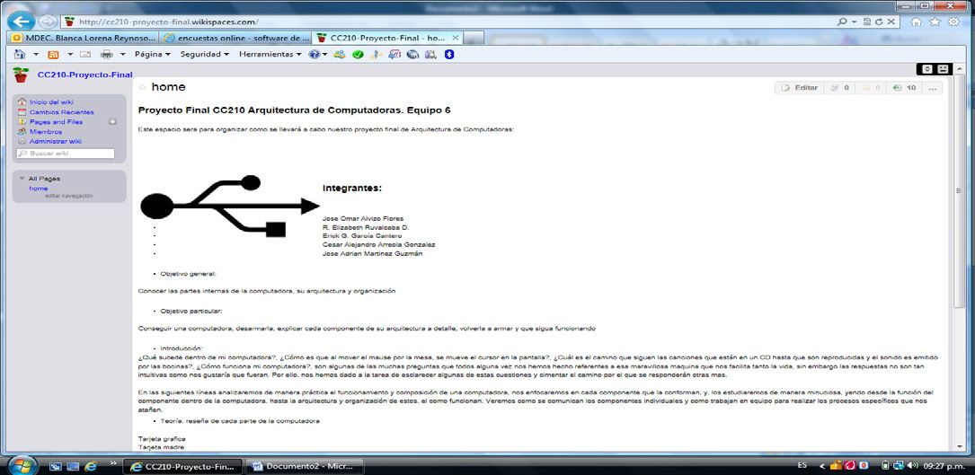 Imagen 3: wiki’s de la materia de arquitectura de computadoras, Equipo 