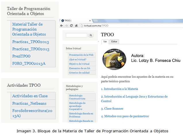 Imagen 3. Bloque de la Materia de Taller de Programación Orientada a Objetos