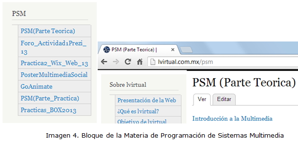 Imagen 4. Bloque de la Materia de Programación de Sistemas Multimedia