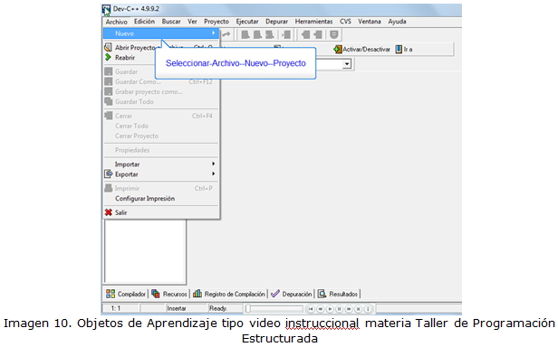 Imagen 10. Objetos de Aprendizaje tipo video instruccional materia Taller de Programación Estructurada